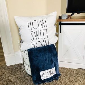 Rae Dunn plush throw blanket with HOME patch